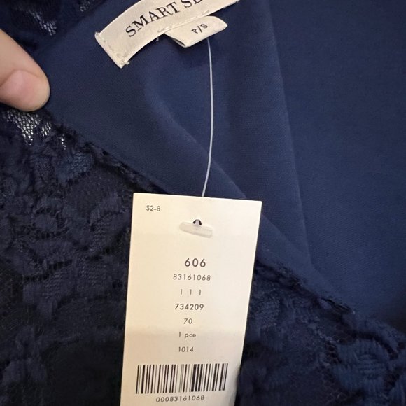Smart Set Navy blue lace, long-sleeve, form-fitting cocktail dress - Picture 3 of 3